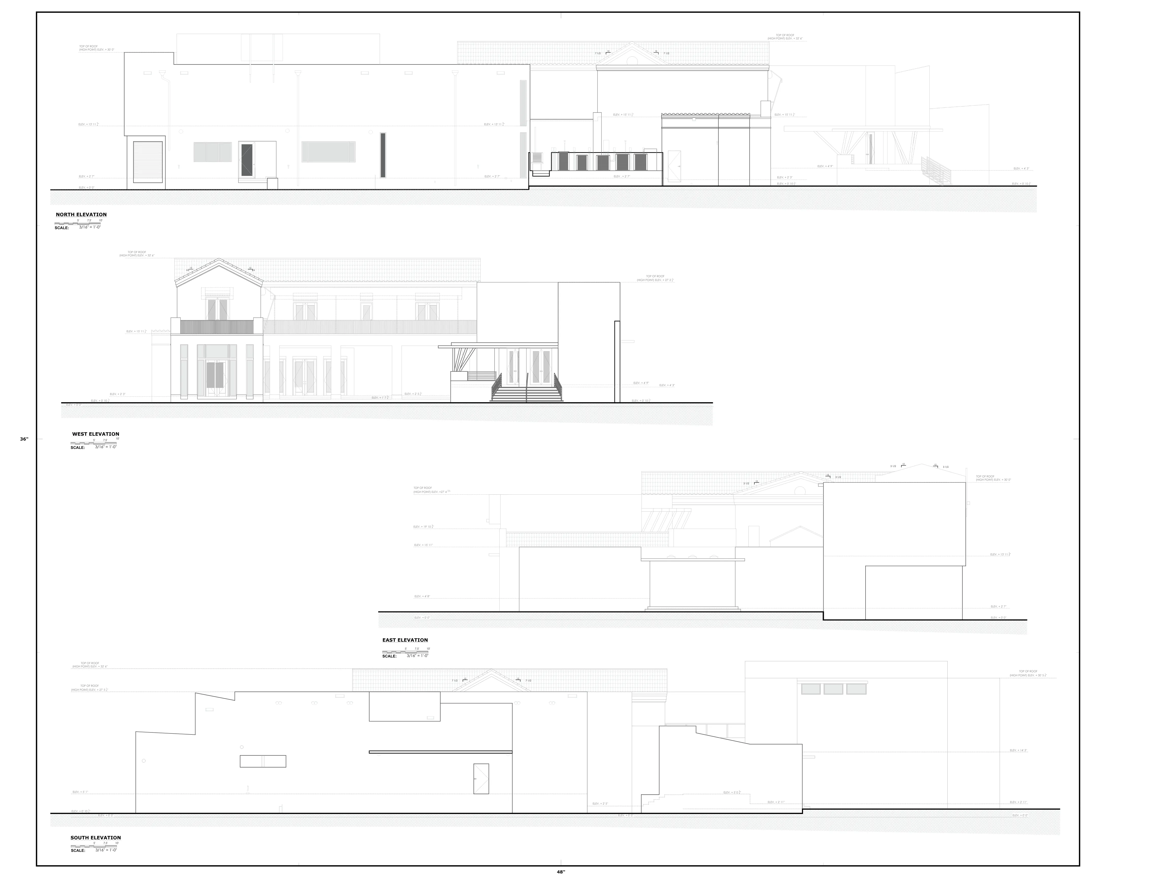 Elevation drawings prepared from field documentation